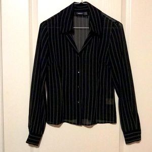 Pin-striped black chiffon blouse